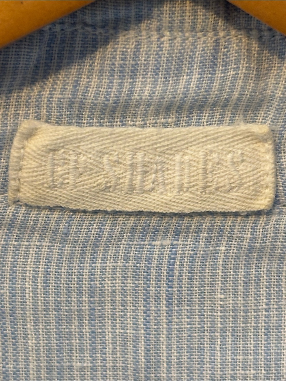 CP Shades Long-Sleeve Button-Up Linen Shirt-Light Blue/White Striped-Women Small - Picture 3 of 5